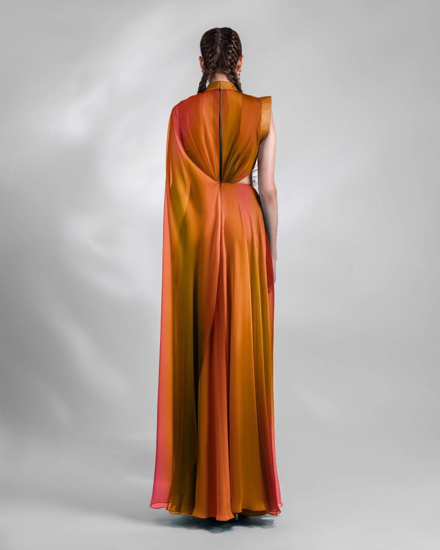 Multicolor Long Dress with Cut-Outs