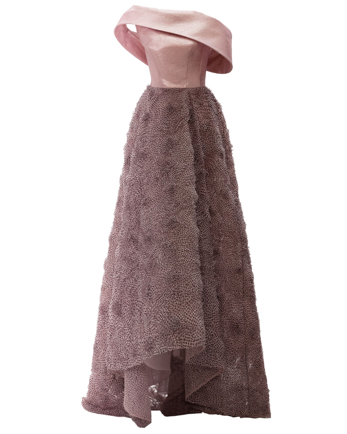 Bi-Fabric Asymmetrical Long Dress