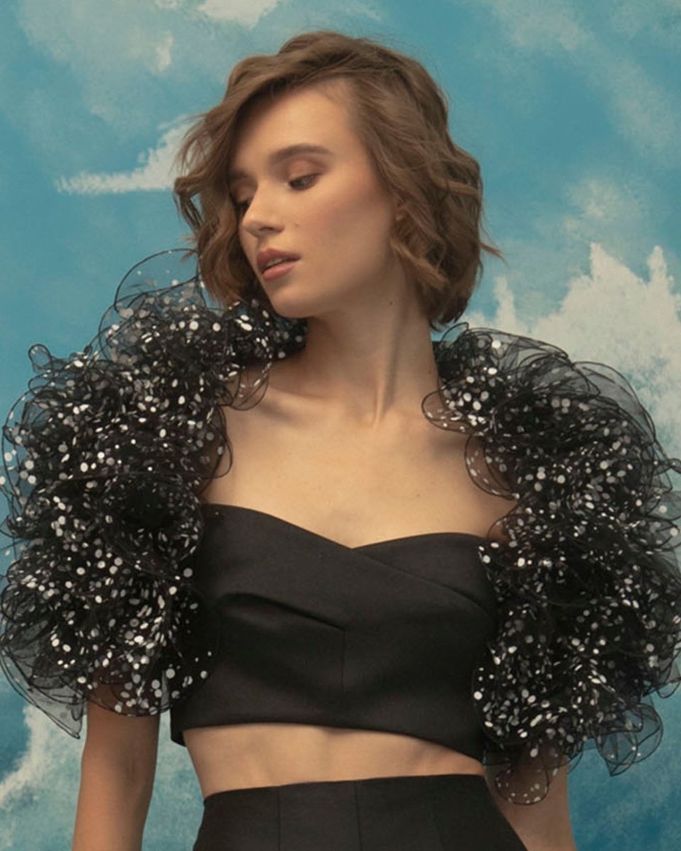 Cropped Top with Ruffled Bolero - Gemy Maalouf