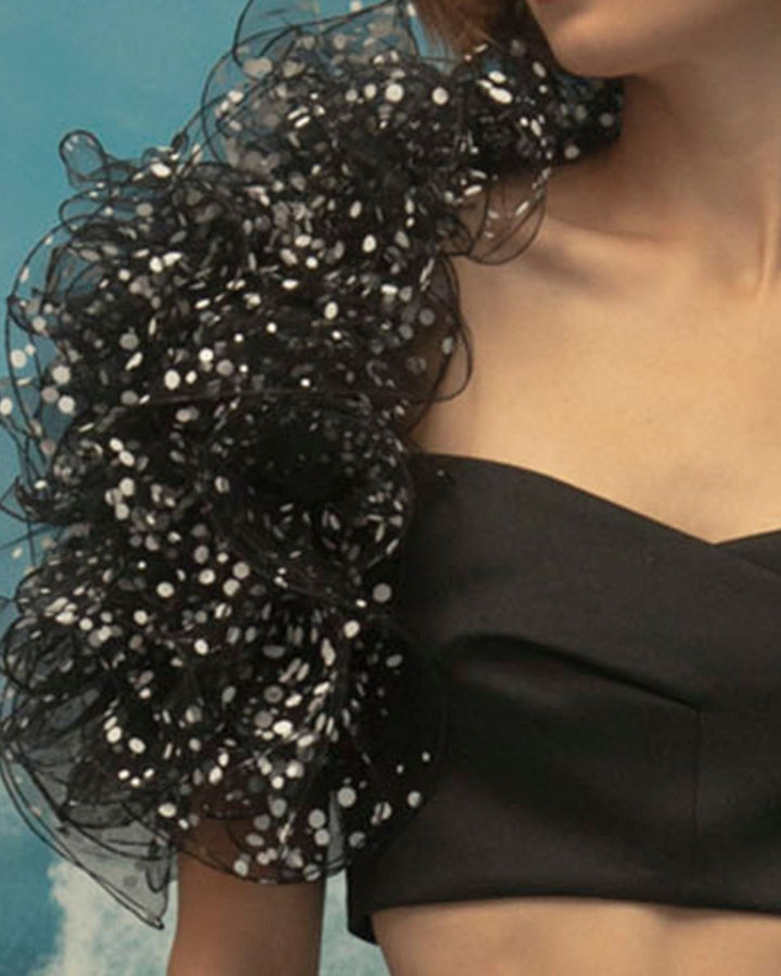 Cropped Top with Ruffled Bolero - Gemy Maalouf