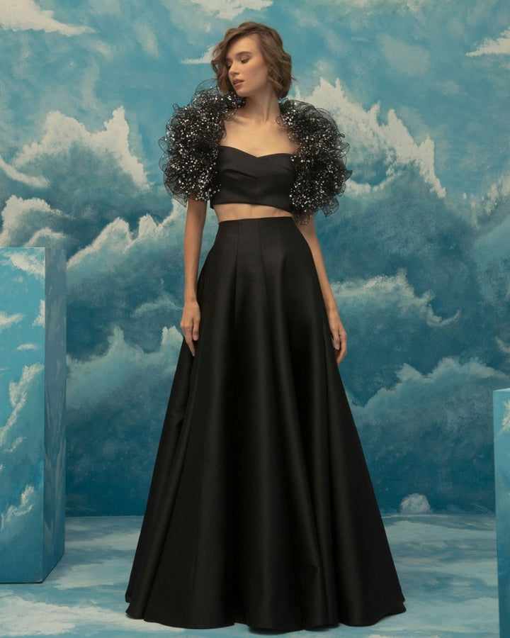 Cropped Top with Ruffled Bolero - Gemy Maalouf