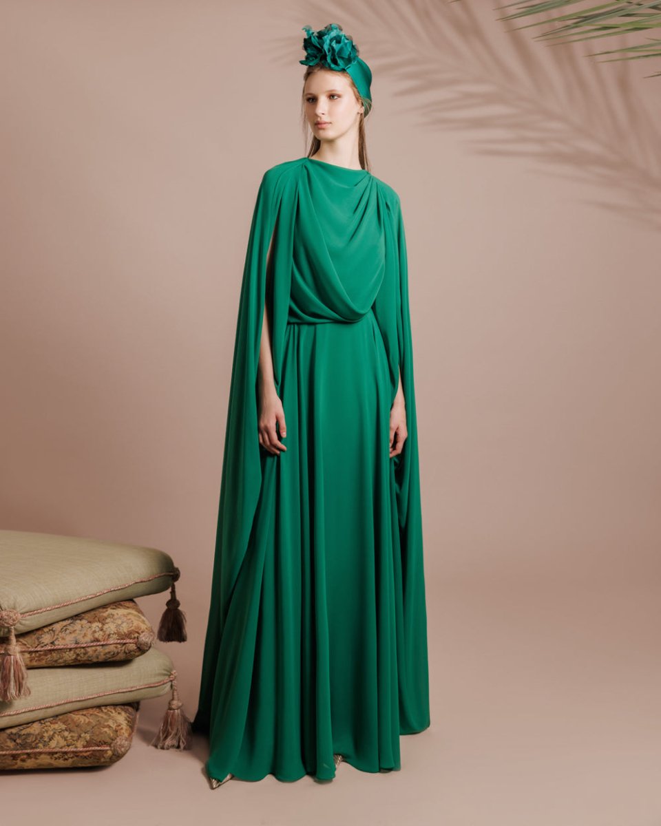 Draped Chiffon Kaftan - Gemy Maalouf