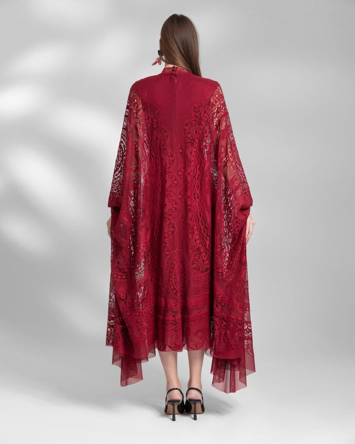 High - Neckline Lace Kaftan - Gemy Maalouf