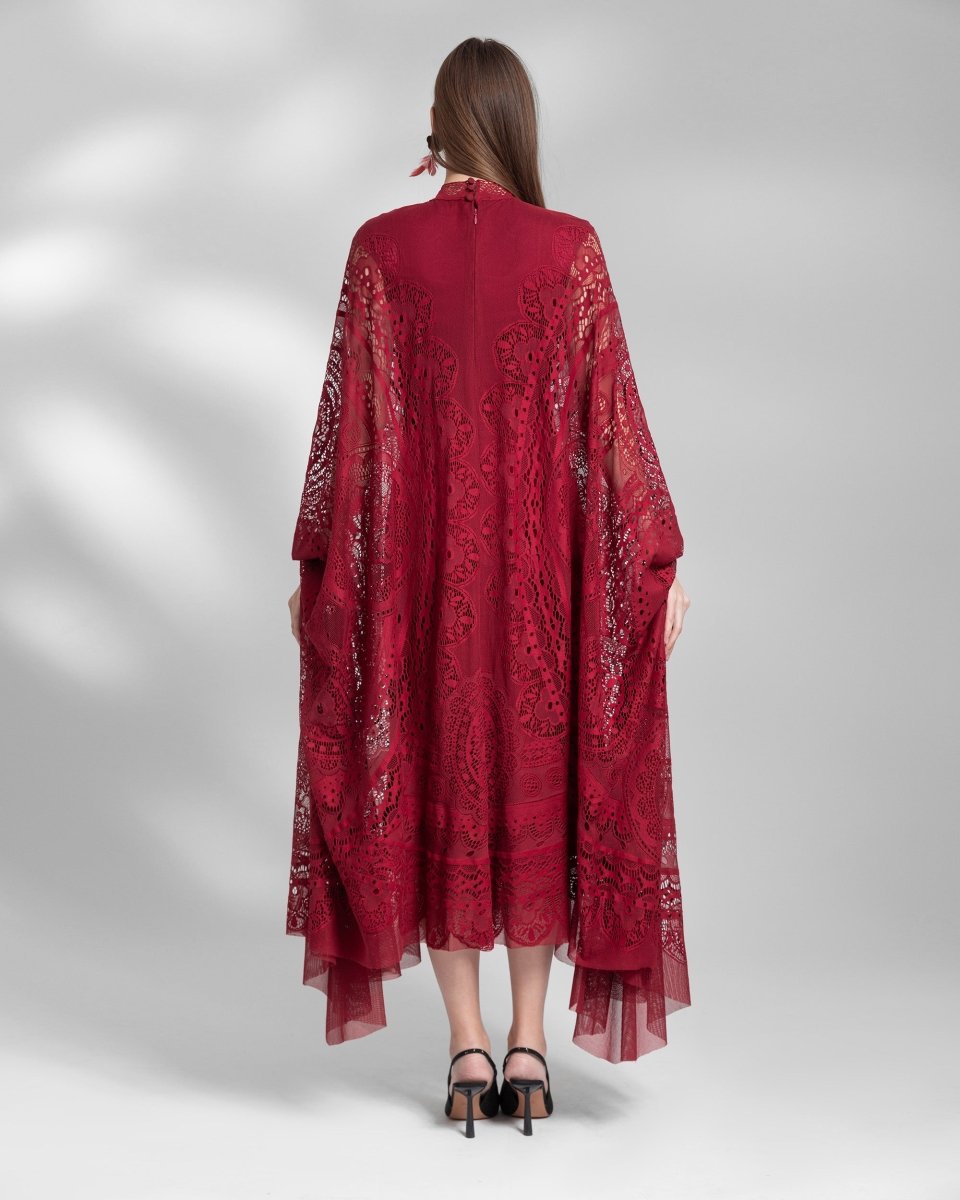 High - Neckline Lace Kaftan - Gemy Maalouf