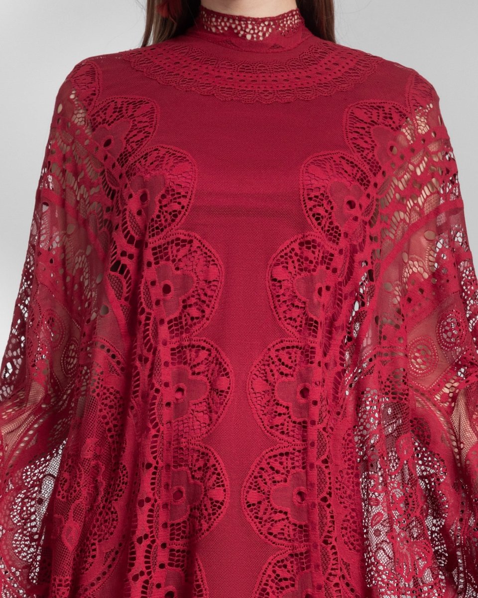 High - Neckline Lace Kaftan - Gemy Maalouf
