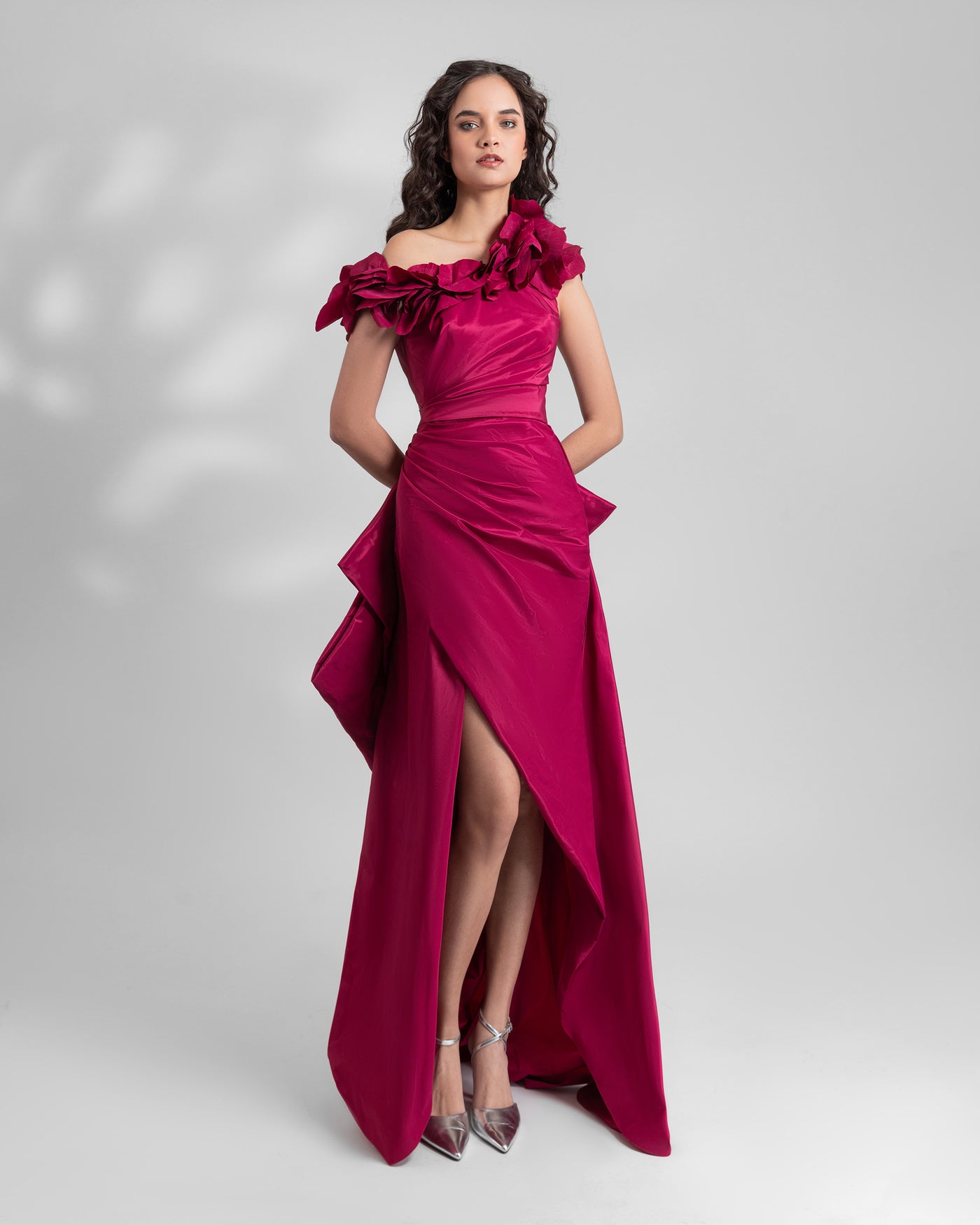 Asymmetrical Embellished Tafta Dress