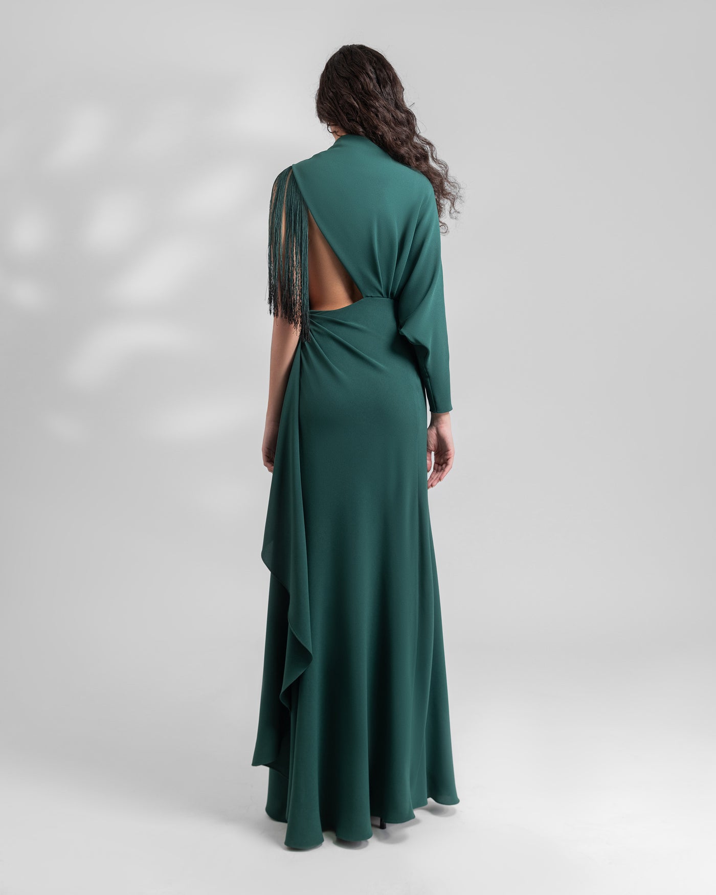 Long Crepe Dress with Drapings