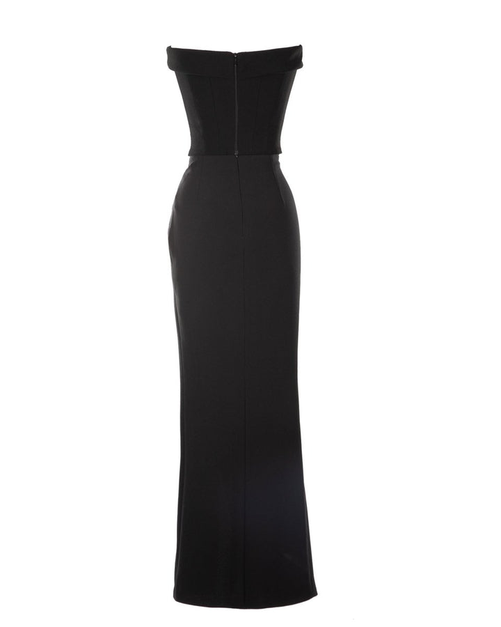 Strapless Draped Black Crepe Dress - Gemy Maalouf
