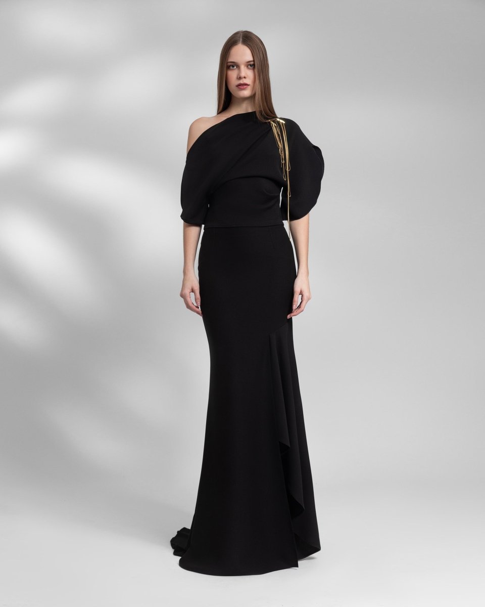 Asymmetrical Neckline Dress - Gemy Maalouf