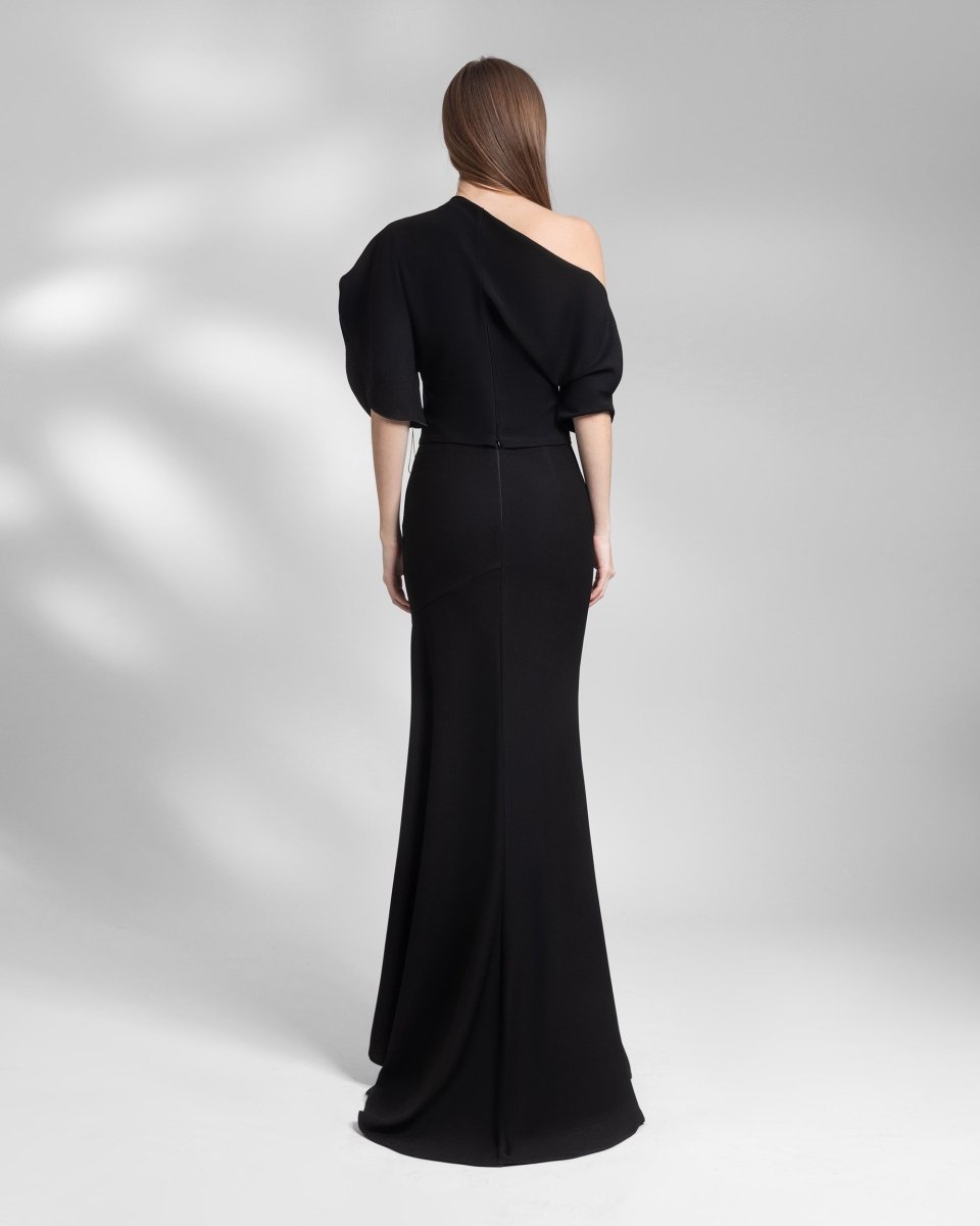 Asymmetrical Neckline Dress - Gemy Maalouf
