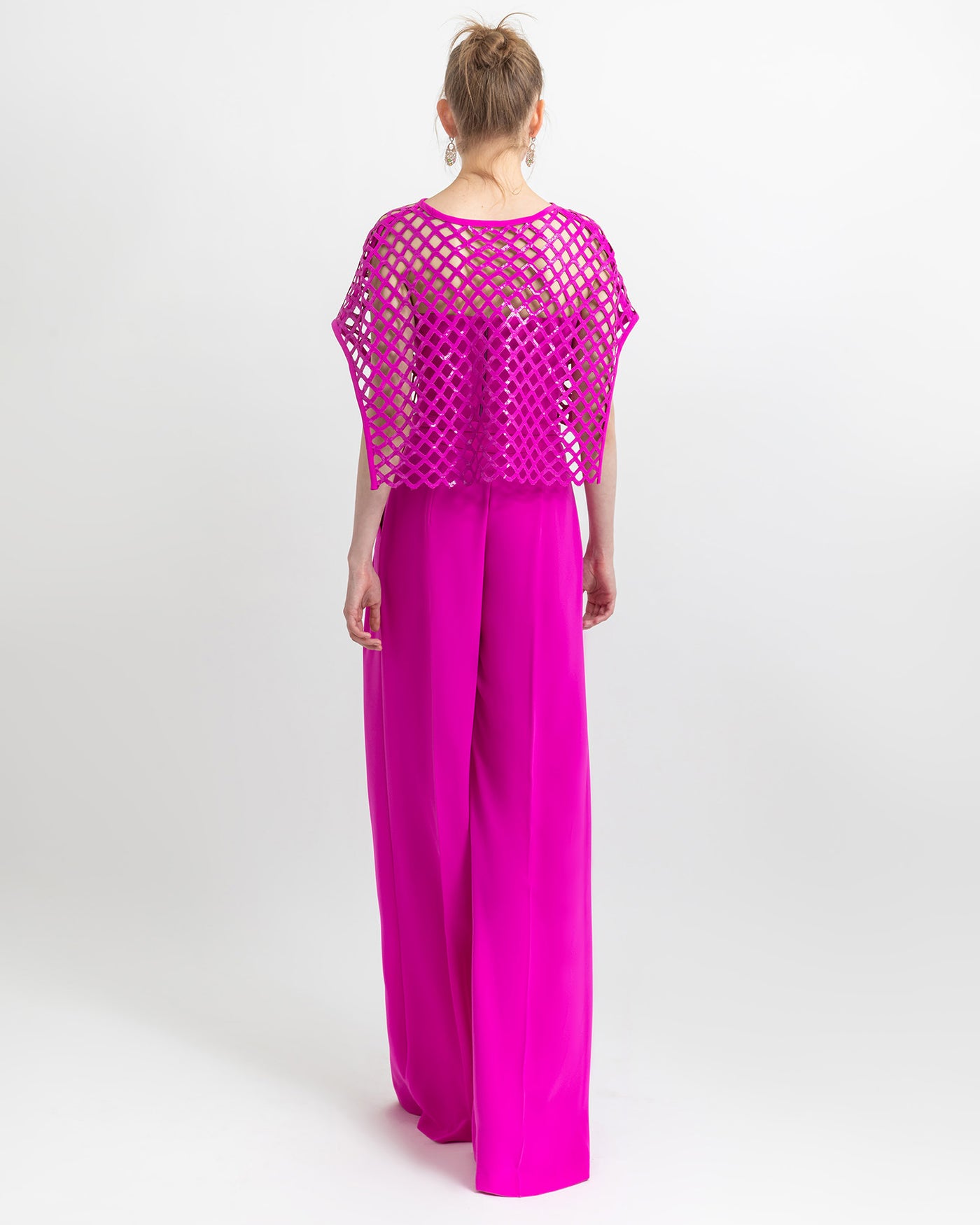 Sequins Top with Straight Cut Crepe Pants