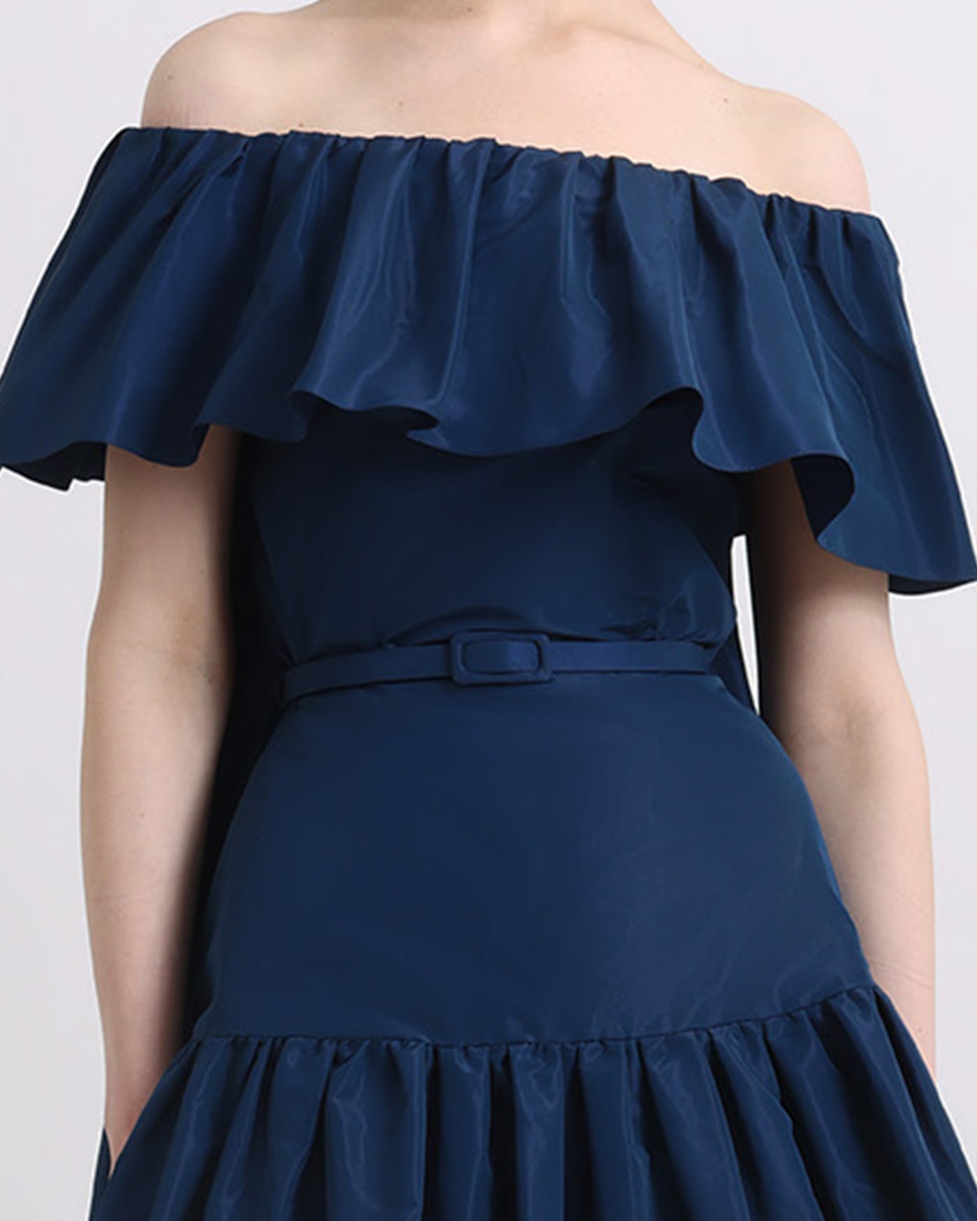 Off-Shoulder Top with Taffeta Skirt
