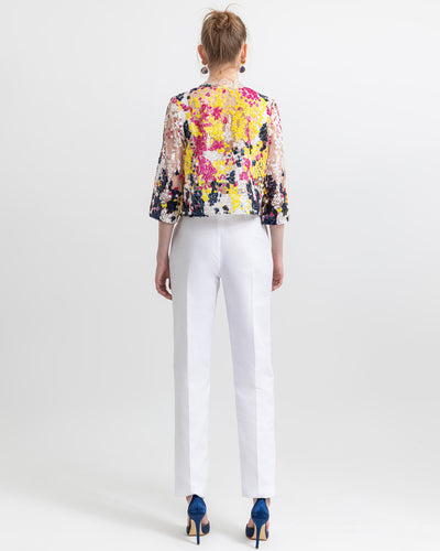 Sequins Jacket with a White Pants