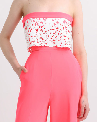 Laser-Cut Silicon Top with Straight Neon Pink Pants