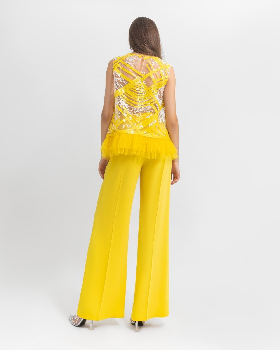 Sequin Tulle Top and Pants Set - Gemy Maalouf