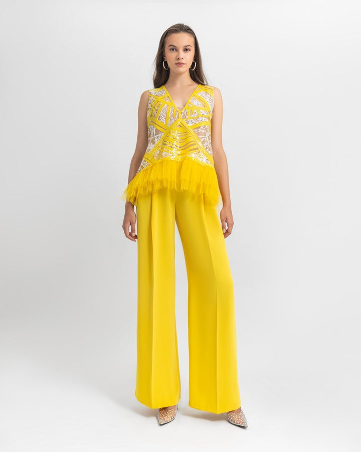 Sequin Tulle Top and Pants Set - Gemy Maalouf