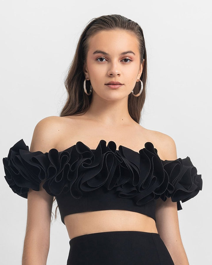 Ruffled Crop Top - Gemy Maalouf