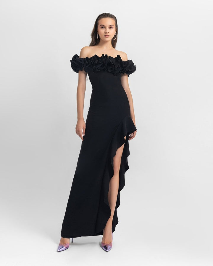 Crepe Ruffled Dress - Gemy Maalouf