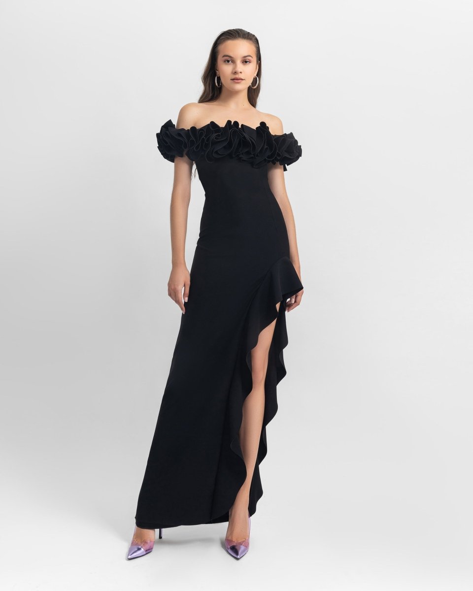 Crepe Ruffled Dress - Gemy Maalouf