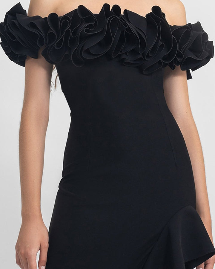 Crepe Ruffled Dress - Gemy Maalouf