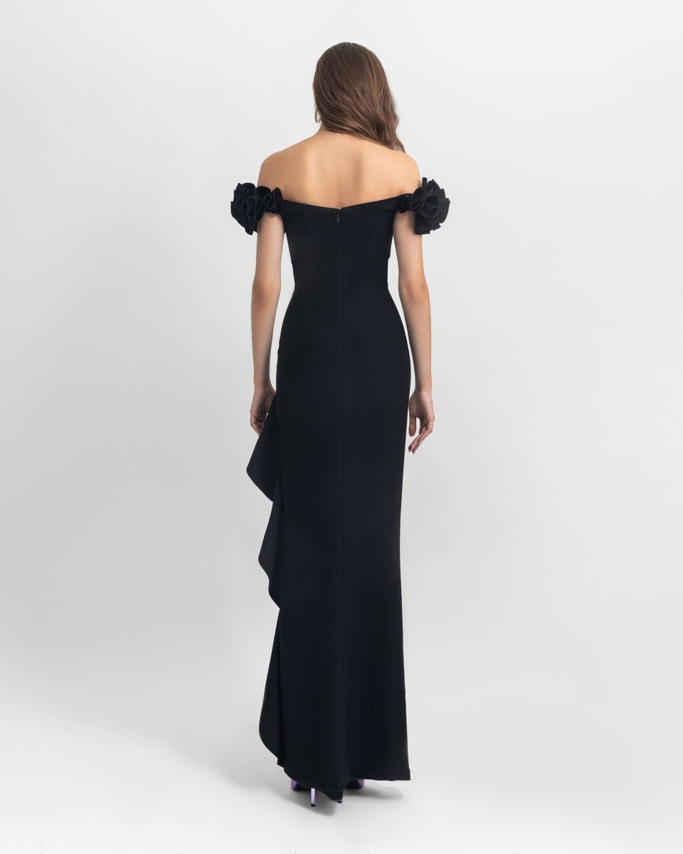 Crepe Ruffled Dress - Gemy Maalouf