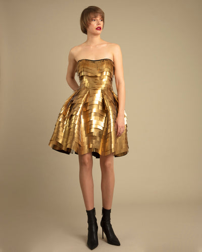 Gold Rounded Short Skirt