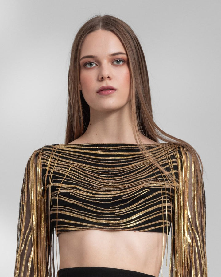 Metallic Fringes Top - Gemy Maalouf