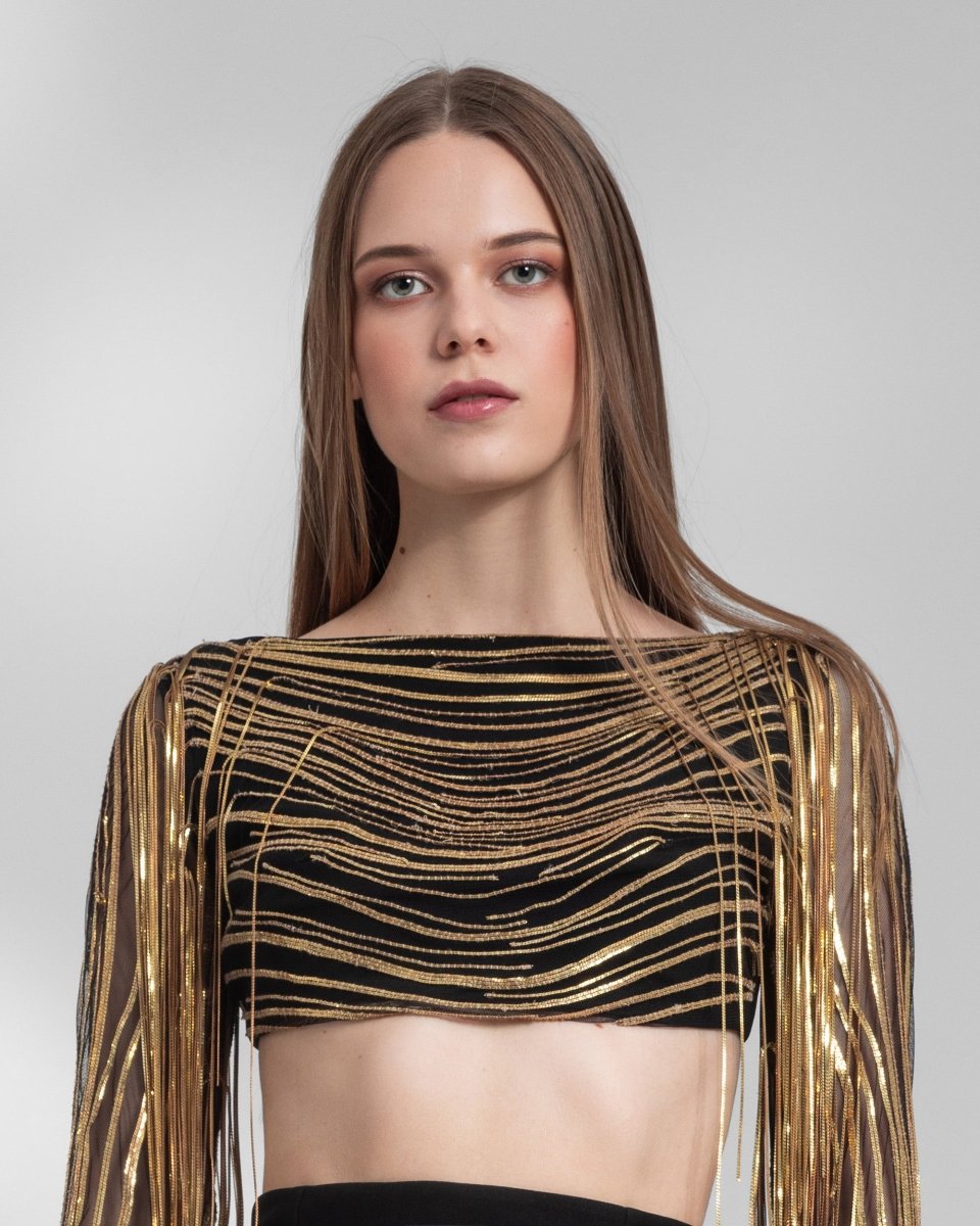 Metallic Fringes Top - Gemy Maalouf