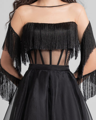 Tassel Corset with Wide Flared Skirt
