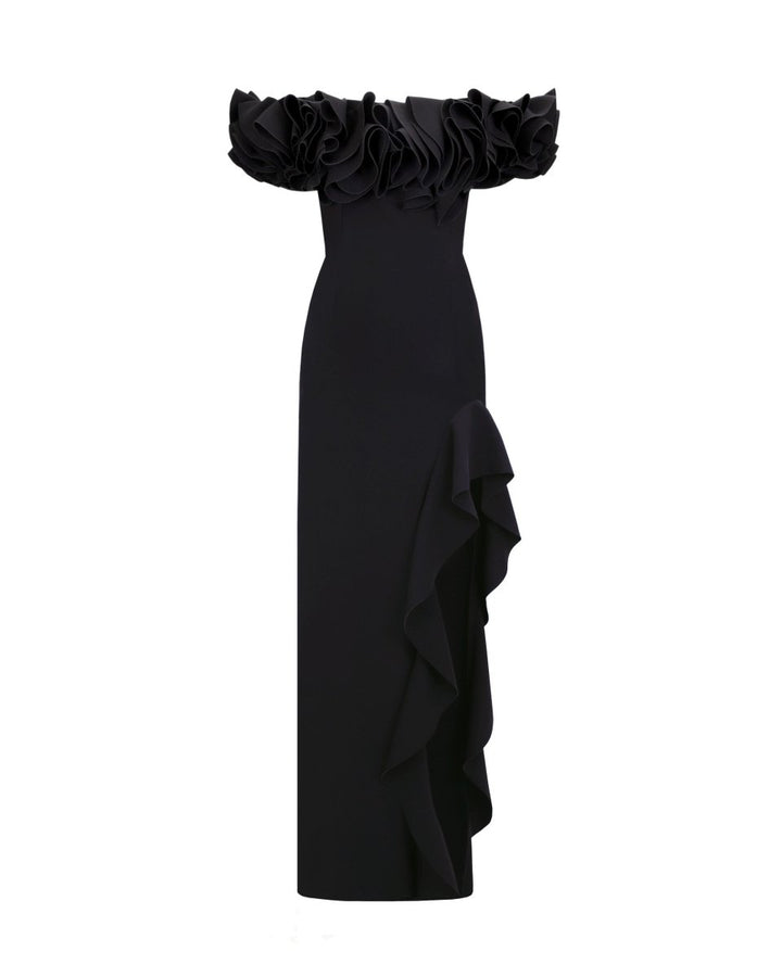 Crepe Ruffled Dress - Gemy Maalouf
