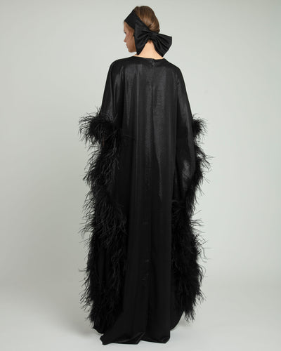 Feathered Hem Long Dress