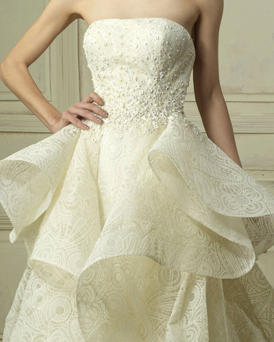Strapless Embroidered Gown