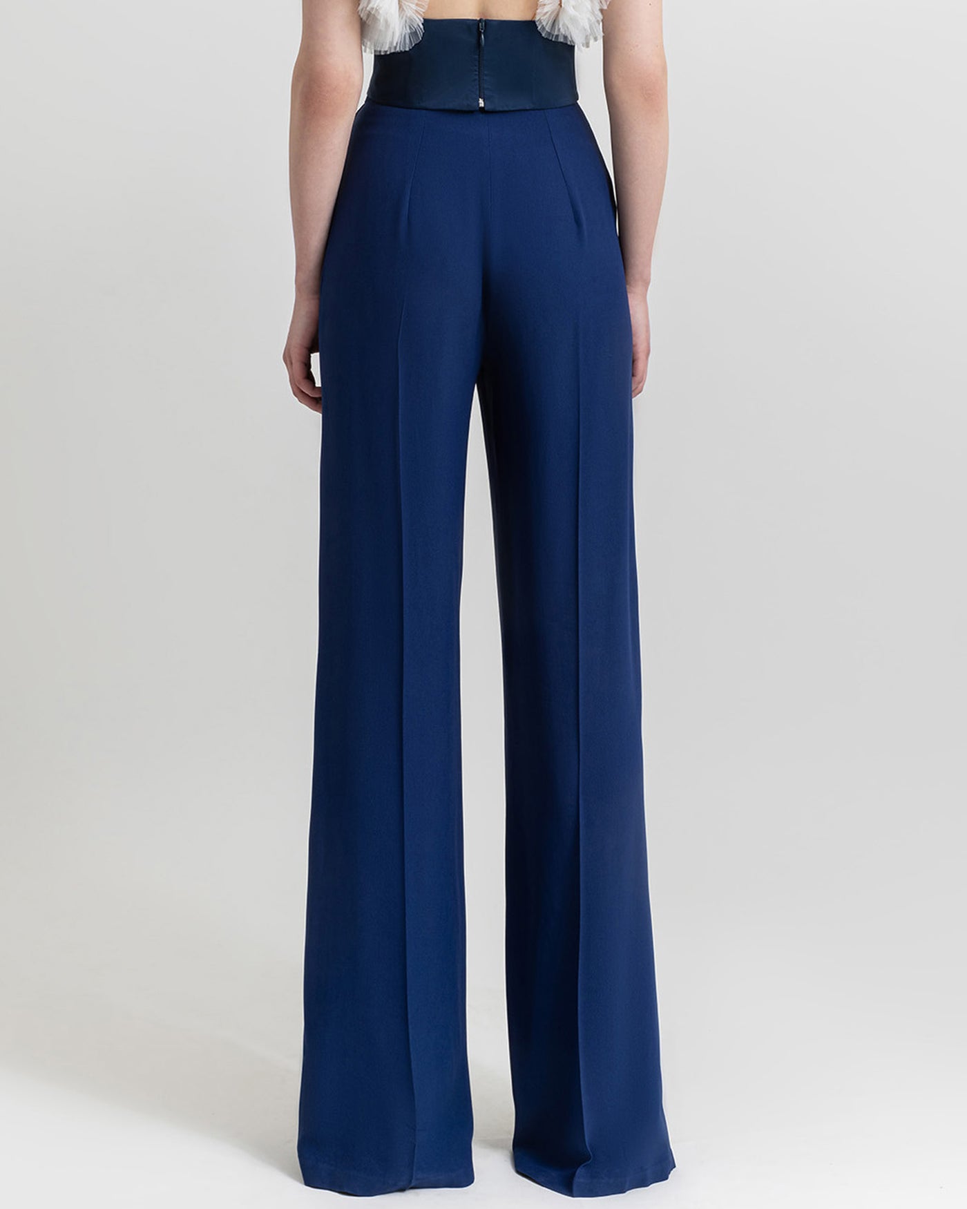 Backless Tulle Top and Straight-Cut Pants